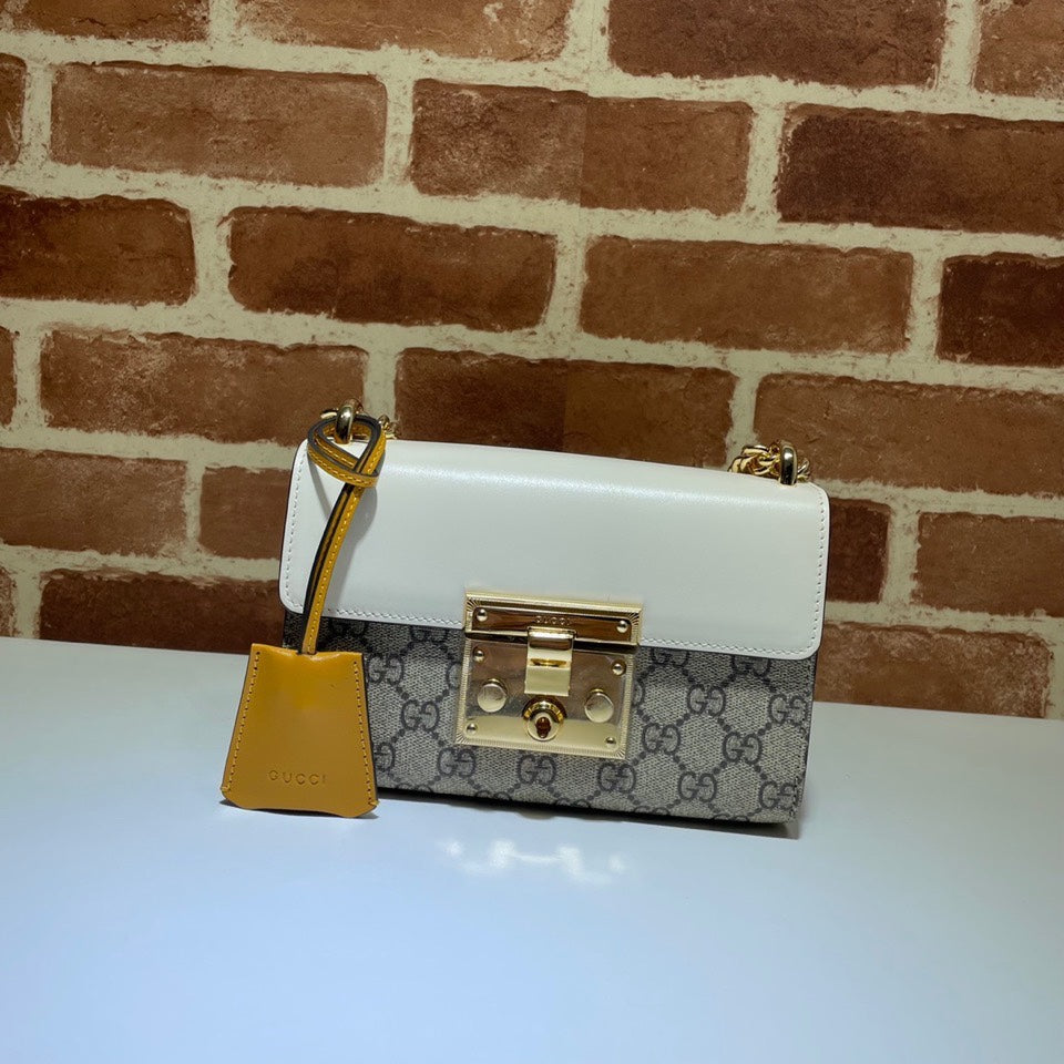 ＧＣＣＩPADLOCK SMALL SHOULDER BAG WHITE-BROWN