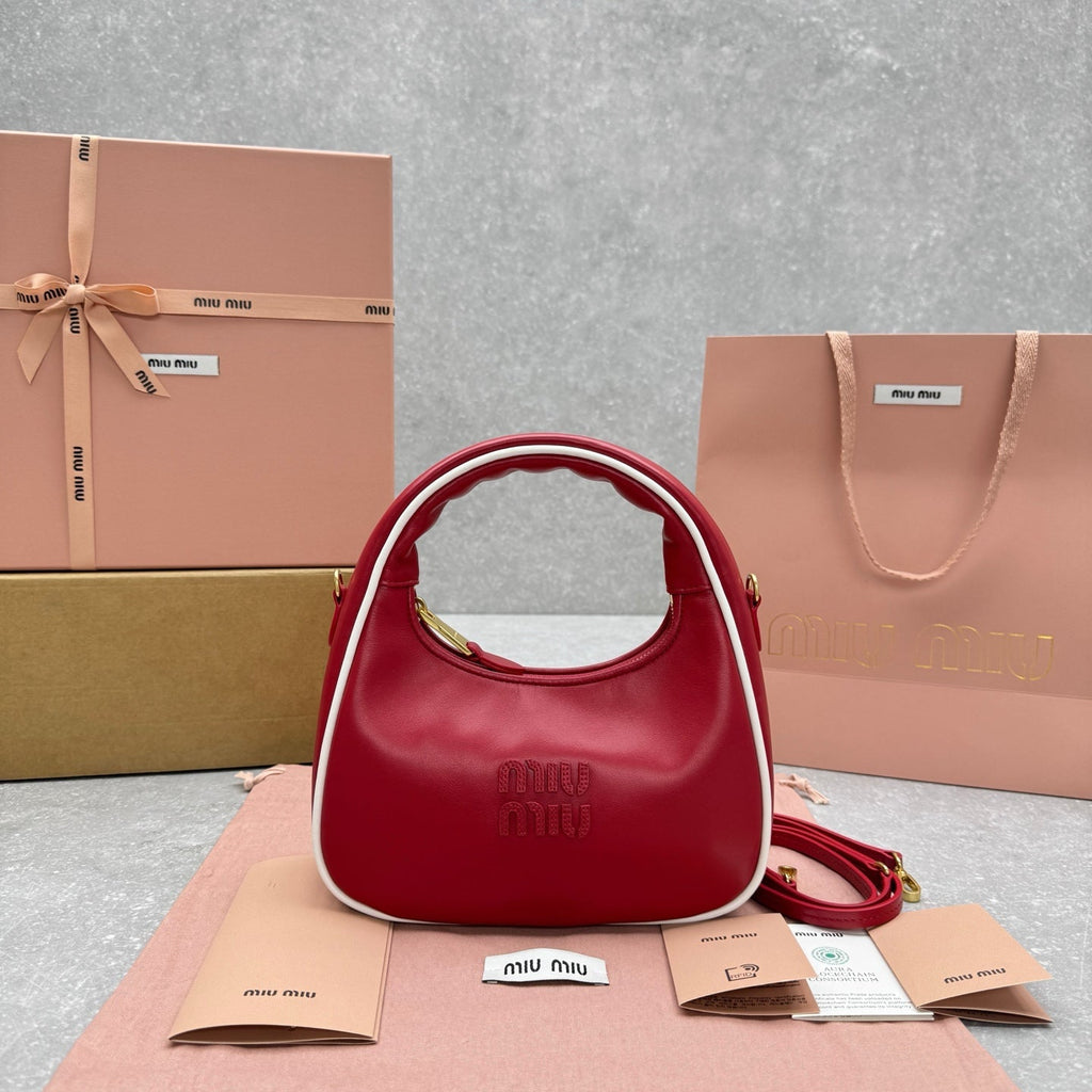 ＭＩ ＭＵ MATELASSÉ LEATHER CROSSBODY BAG RED