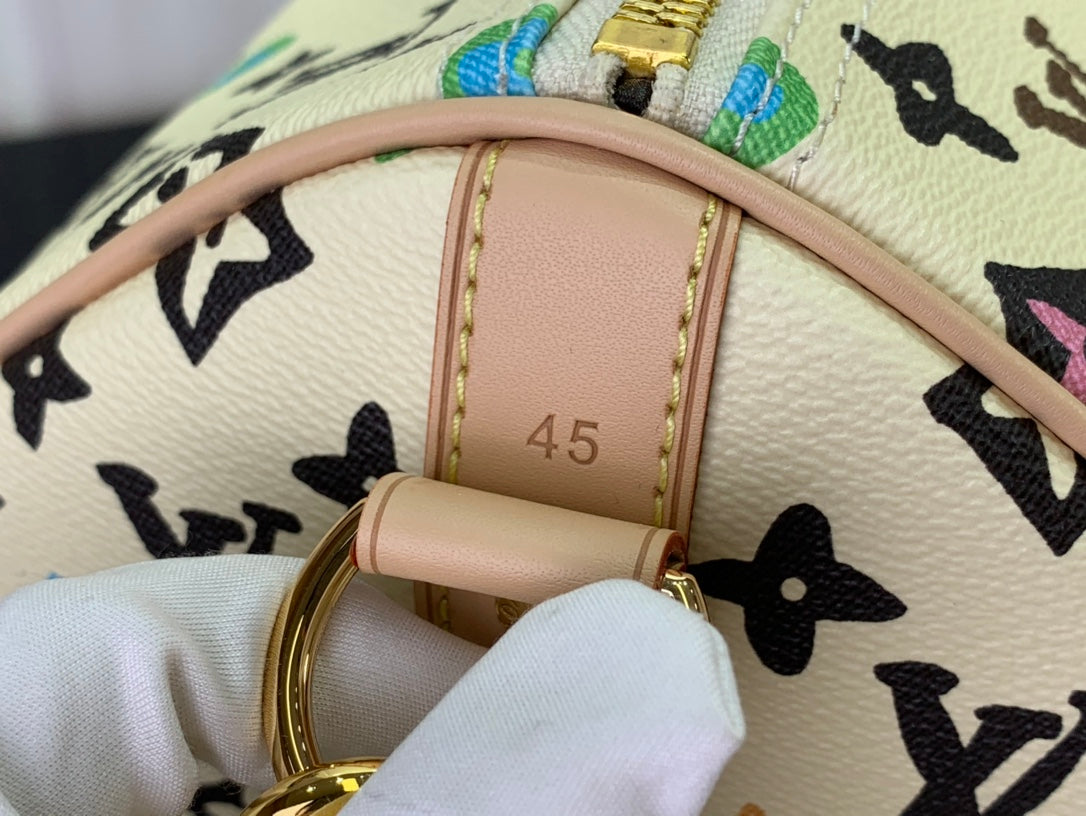 ＬＳ ＶＴＴＯＮ x YAYOI KUSAMA KEEPALL BANDOULIÈRE 45 WHITE