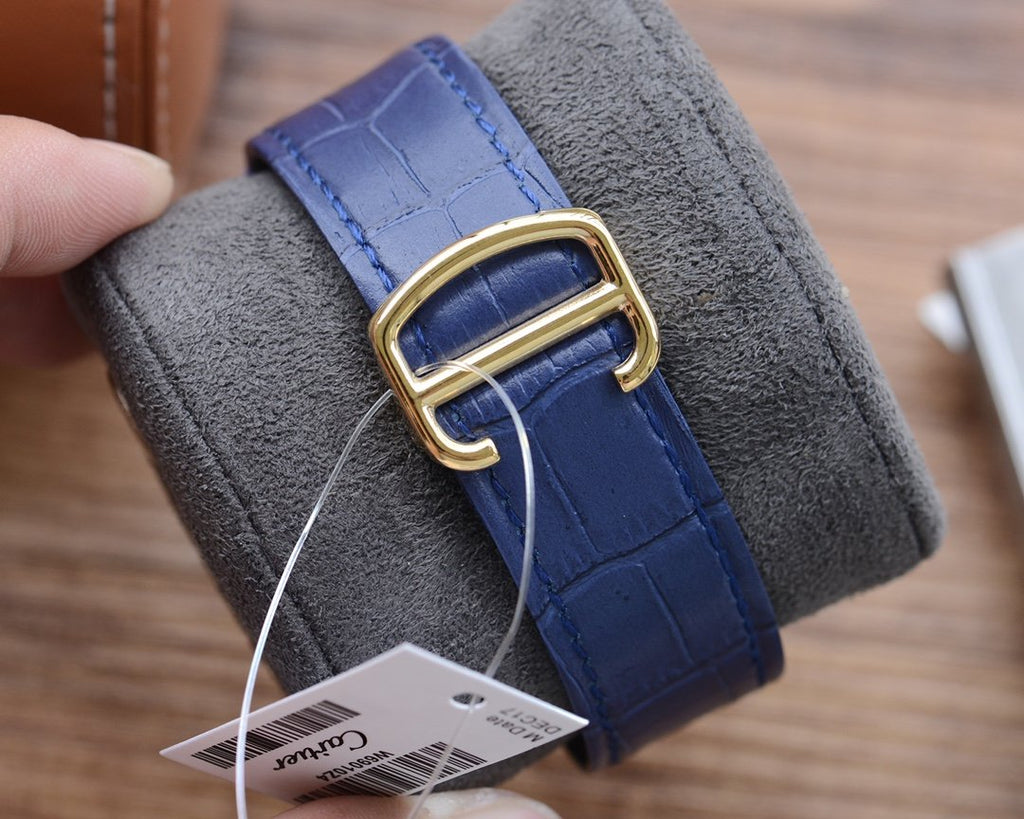 SANTOS DE CARTIE 39MM GOLD CASE LEATHER STRAP