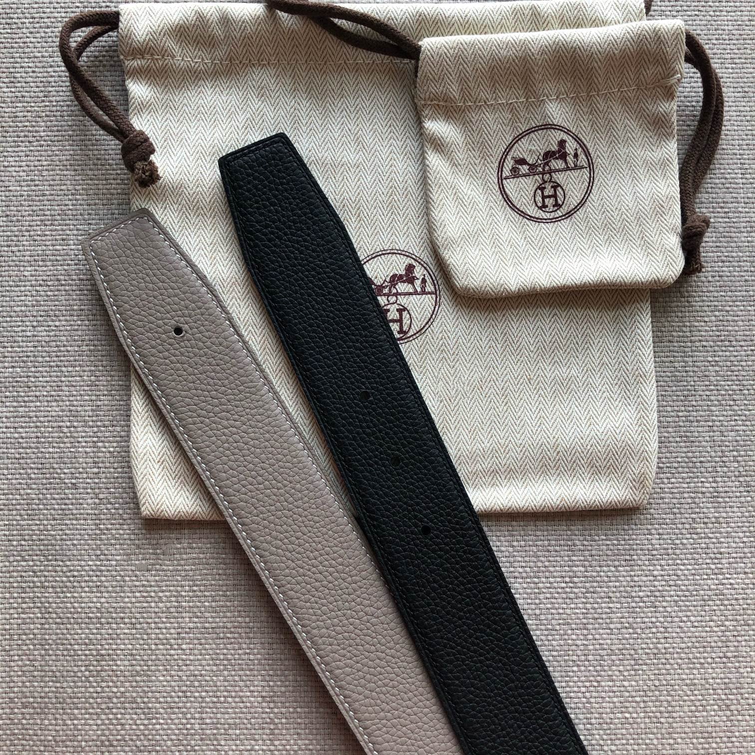 H CONTANCE BELT 38MM BLACK GREY LEATHER