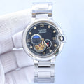 BALLON BLEU 36MM OPEN HEART PINK DIAMOND NUMERALS STEEL STRAP