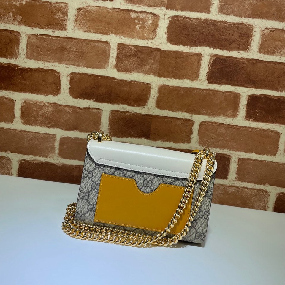 ＧＣＣＩPADLOCK SMALL SHOULDER BAG WHITE-BROWN