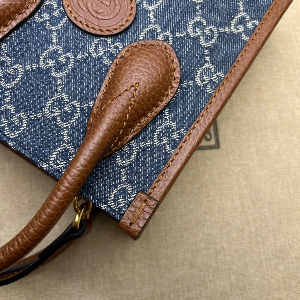 ＧＣＣＩDENIM GG MONOGRAM TOTE BAG BLUE