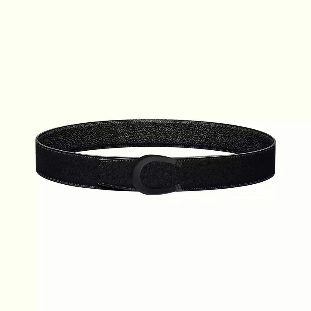 LUCK BELT BUCKLE & REVERSIBLE BLACK LEATHER STRAP 38MM BLACK HARDWARE