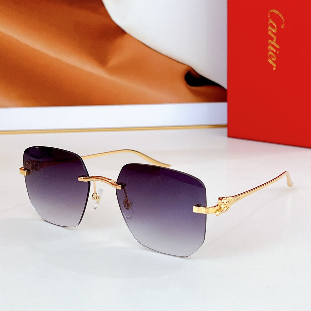 PANTHÈRE RIMLESS SQUARE FRAME SUNGLASSES CT0549S IN METAL
