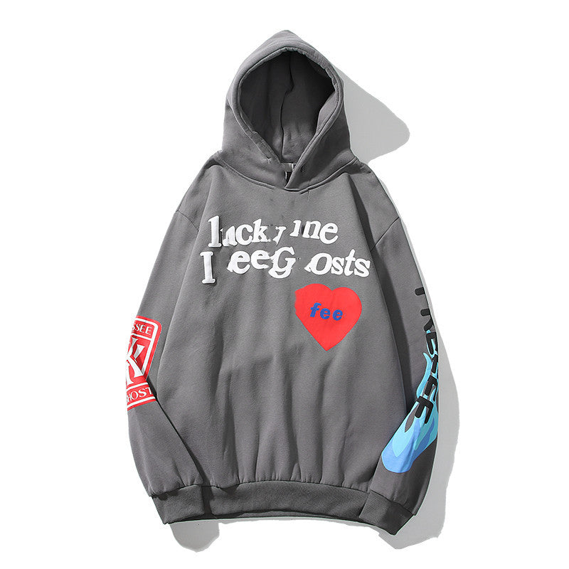 You Must Be Born Again Hoodie Smiling Face Heart Graffiti Puff Print