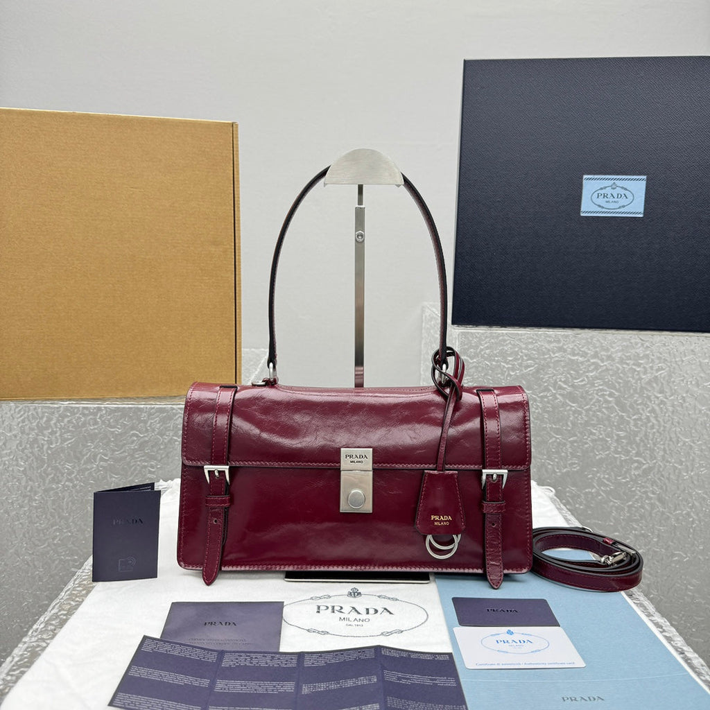 ＰＲＤＡ MEDIUM LEATHER HANDBAG DARK BURGUNDY