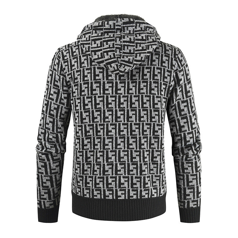 Baja Hoodie Fleece-Lined Thickened Sweater Cardigan Coat Color Matching