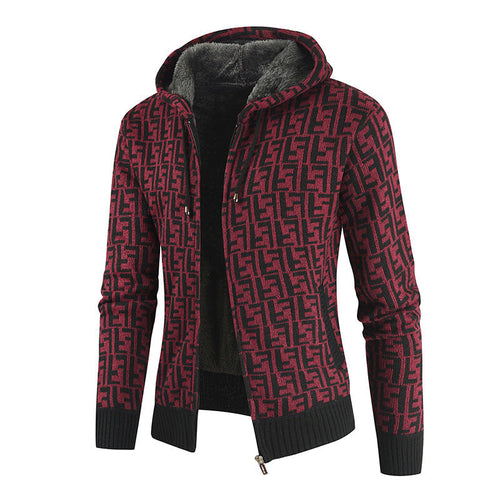 Baja Hoodie Fleece-Lined Thickened Sweater Cardigan Coat Color Matching