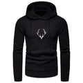 Baja Hoodie Solid Color Hat Rope Pullover Sweater Deer Embroidered Hooded