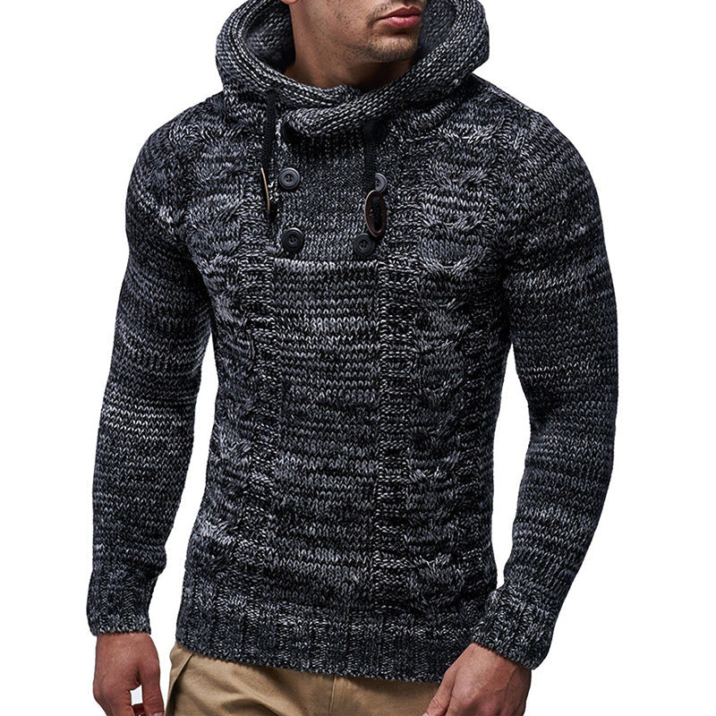 Baja Hoodie Knitted Coat Spring plus Size Turtleneck Hooded