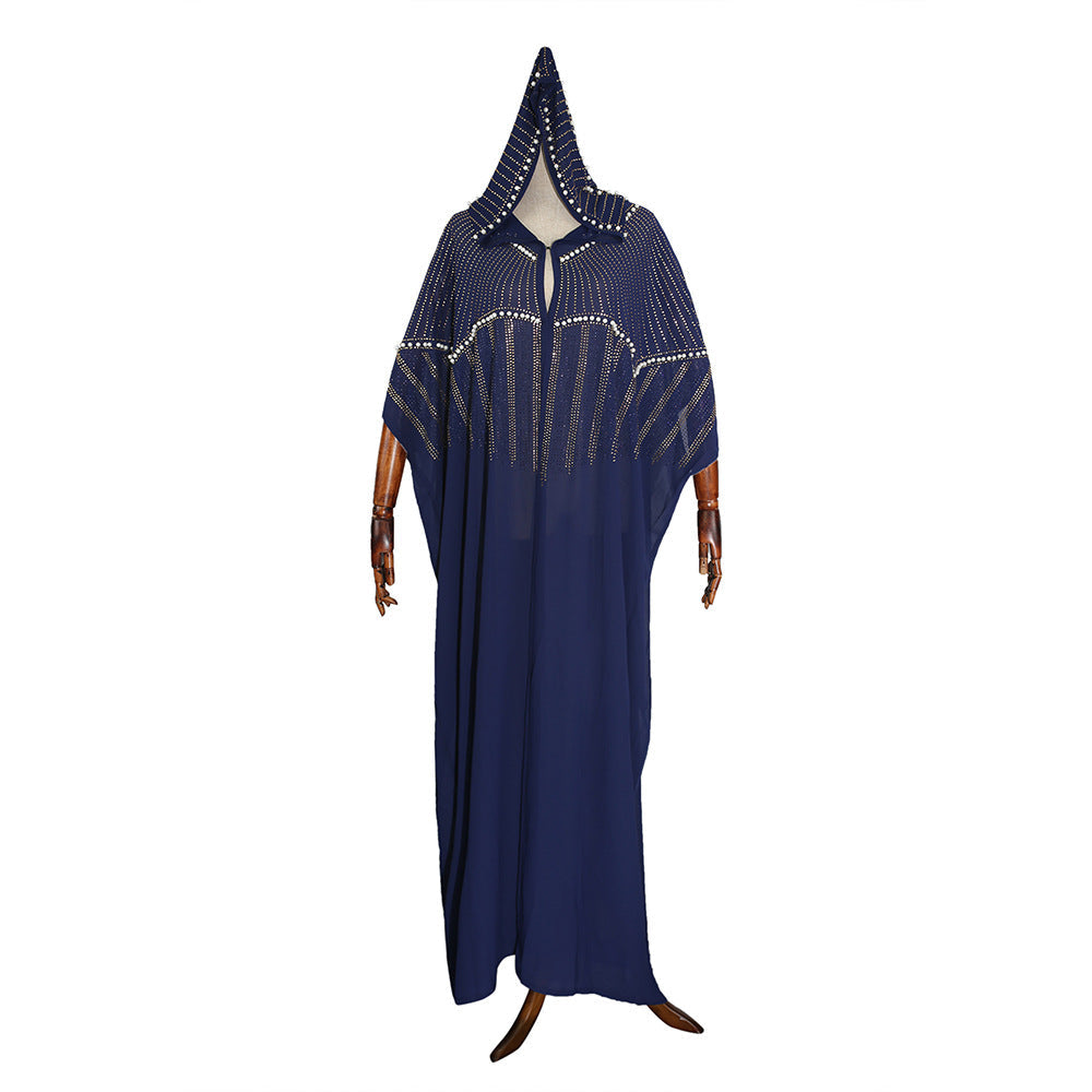 Chiffon Hoodie Loose Dress with African Dashiki Ankara Styles Dress