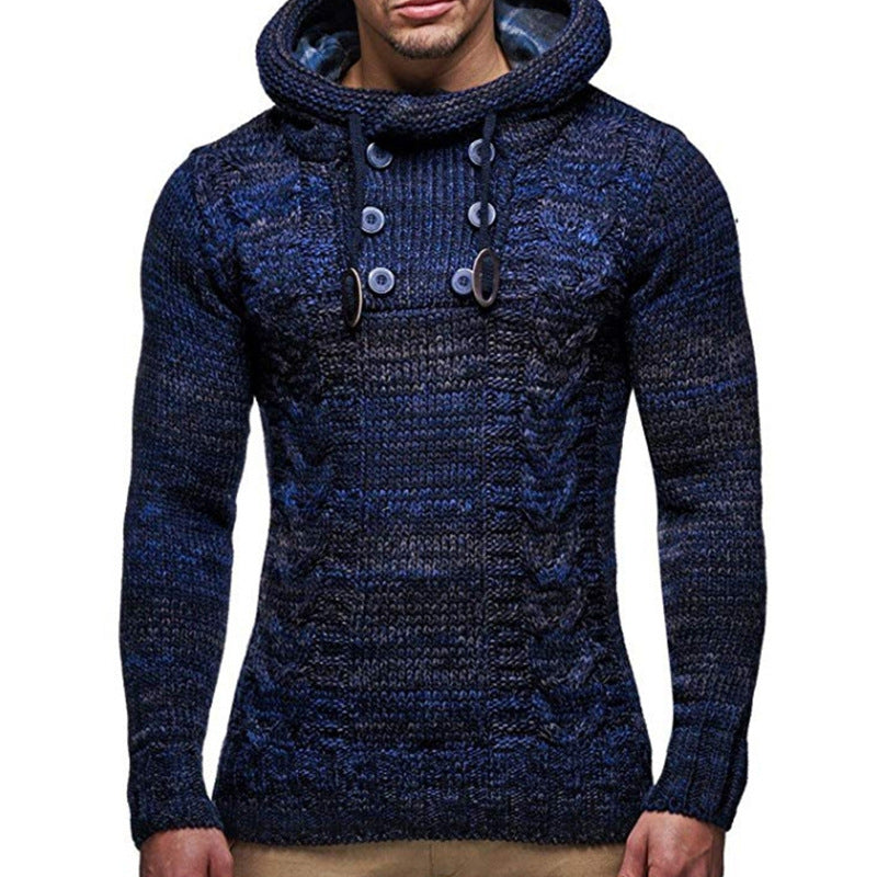 Baja Hoodie Knitted Coat Spring plus Size Turtleneck Hooded