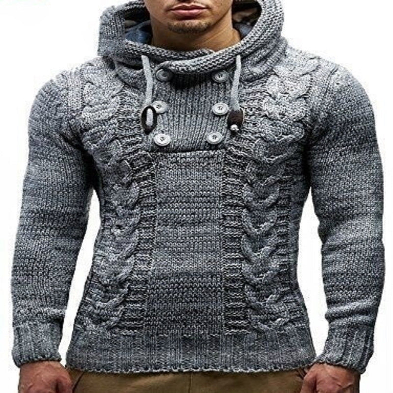Baja Hoodie Knitted Coat Spring plus Size Turtleneck Hooded