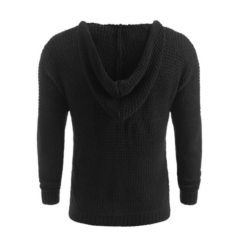 Baja Hoodie Top Double Breasted Solid Color Long Sleeve Sweater