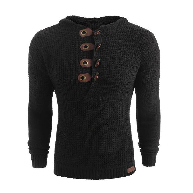 Baja Hoodie Top Double Breasted Solid Color Long Sleeve Sweater