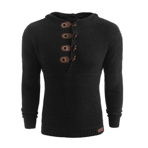 Baja Hoodie Top Double Breasted Solid Color Long Sleeve Sweater