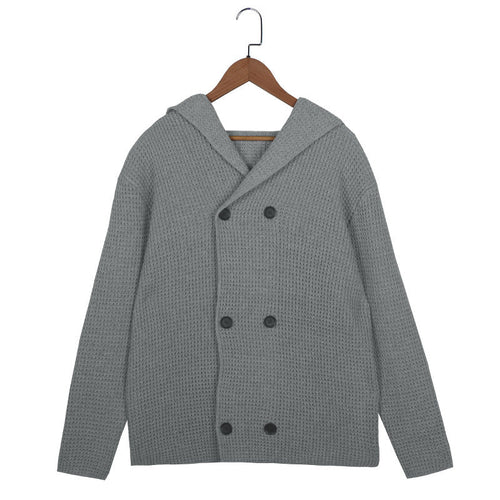 Baja Hoodie Solid Color Hooded Sweater Button Long Sleeve