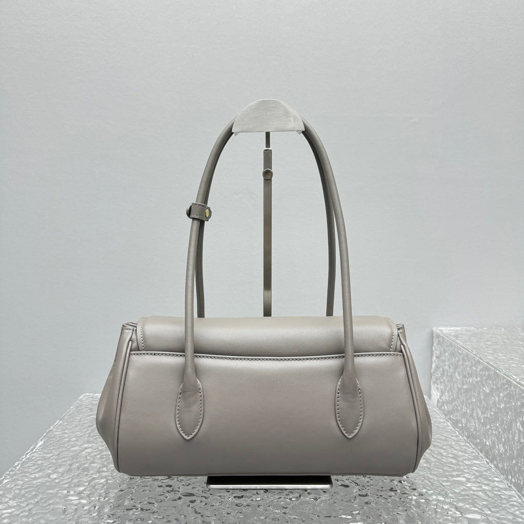 ＭＩ ＭＵ  LEATHER SHOULDER BAG CLAY GREY