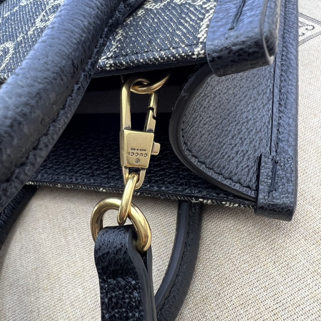 ＧＣＣＩDENIM GG MONOGRAM TOTE BAG BLACK