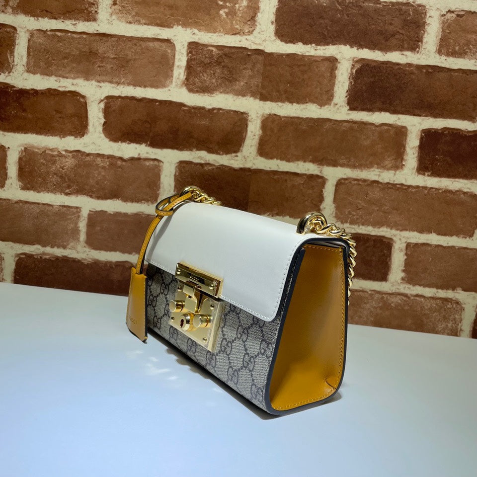 ＧＣＣＩPADLOCK SMALL SHOULDER BAG WHITE-BROWN