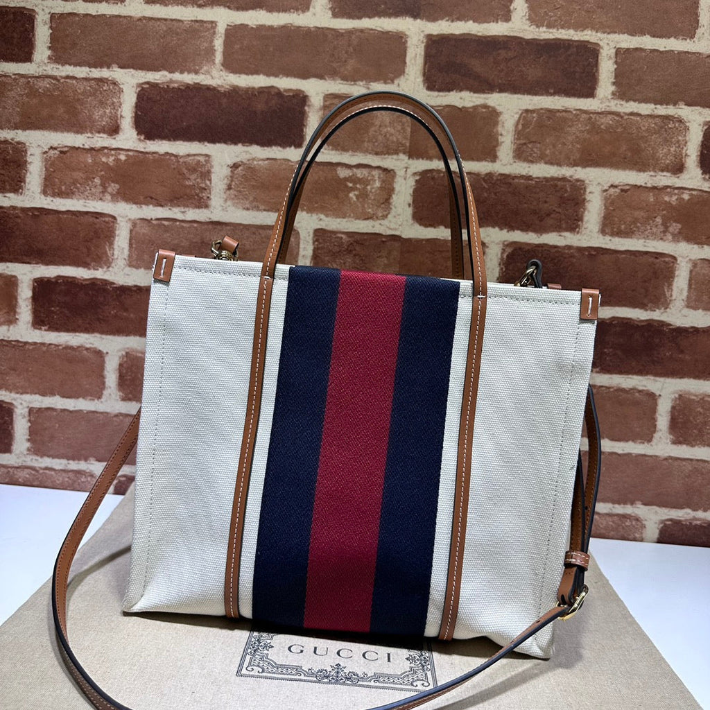 ＧＣＣＩIVORY CANVAS WEB INTERLOCKING G TOTE MEDIUM