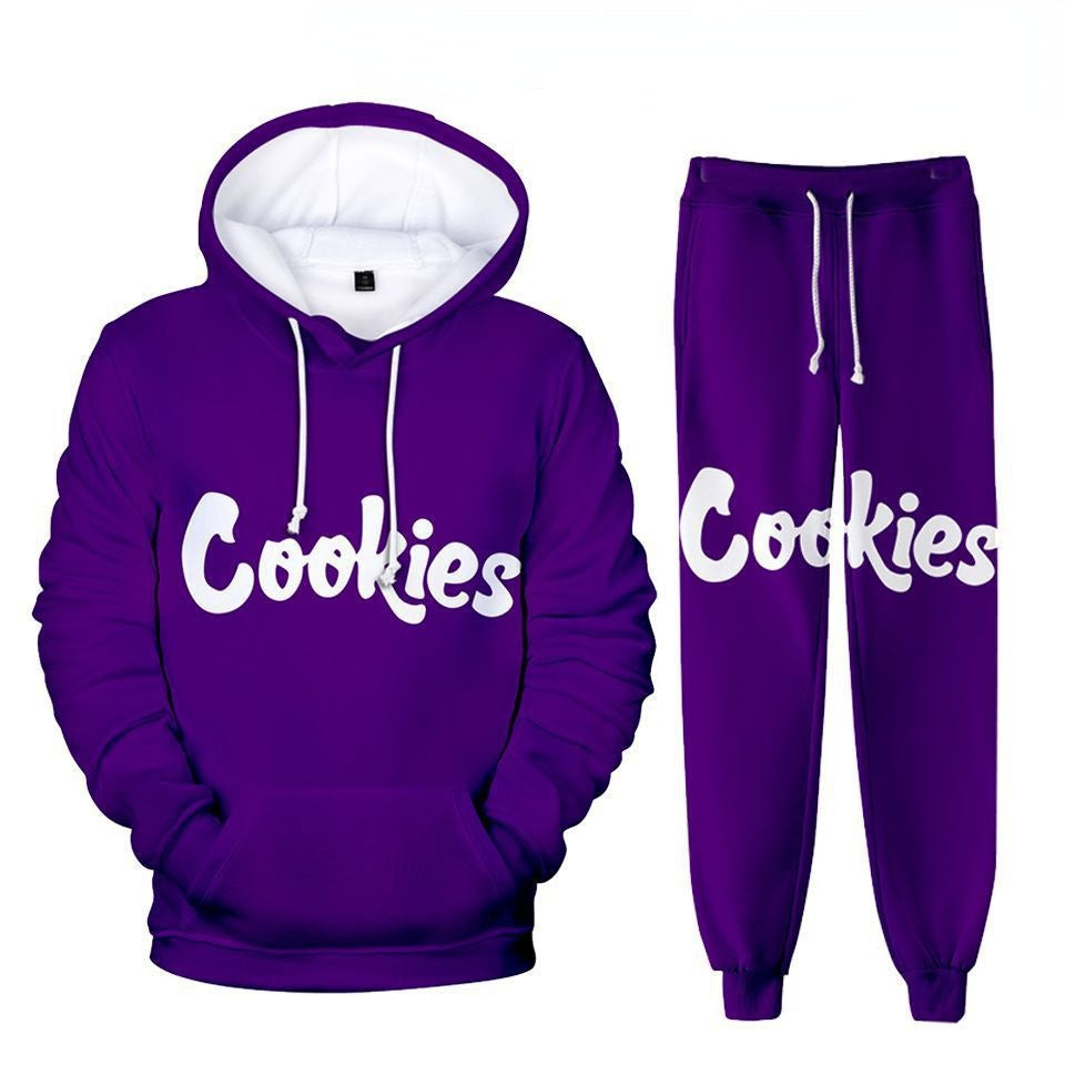 Cookies Hoodie Digital Color Printing Hooded Ankle Banded Pants Set
