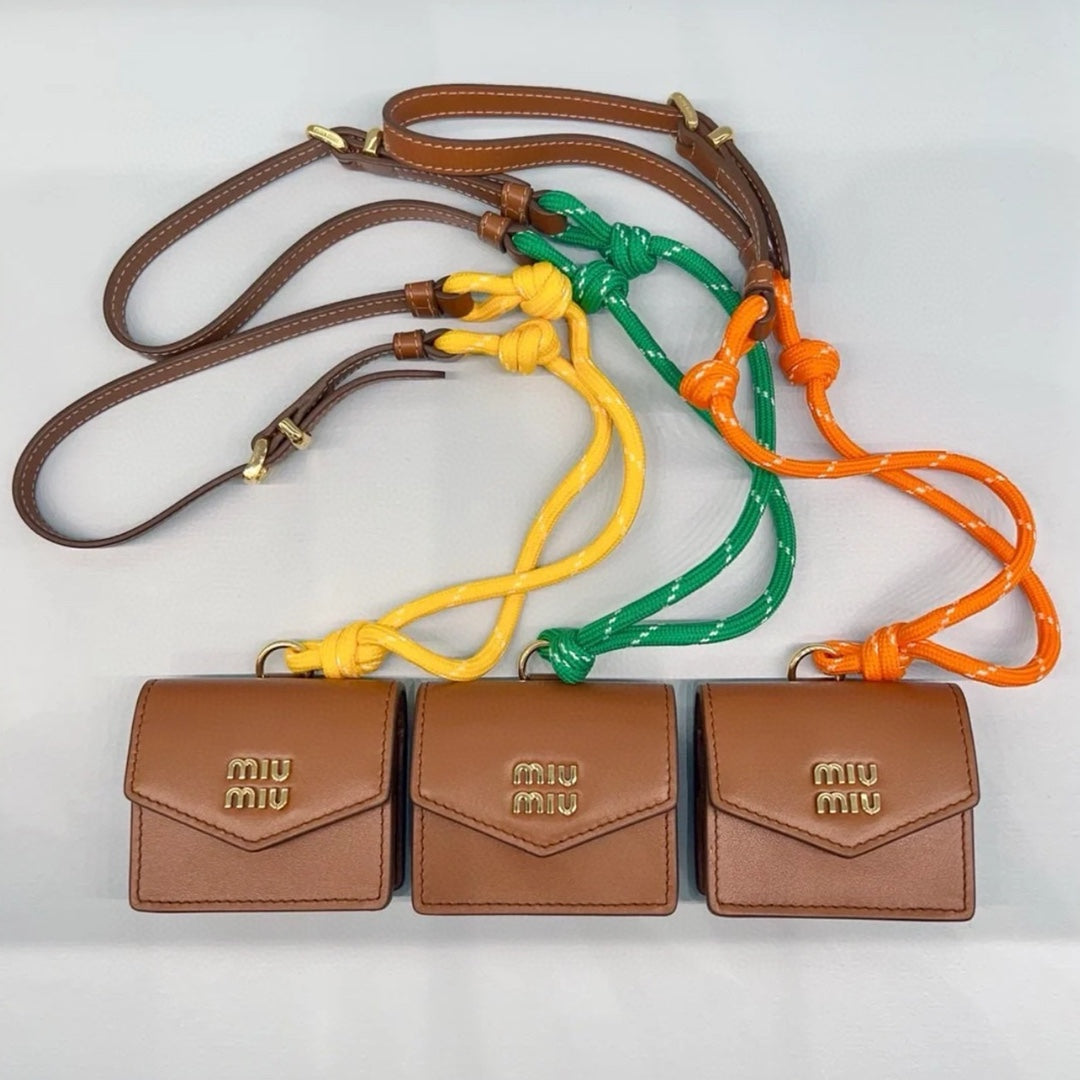 ＭＩ ＭＵ LEATHER SHOULDER WALLET ORANGE/GREEN/YELLOW