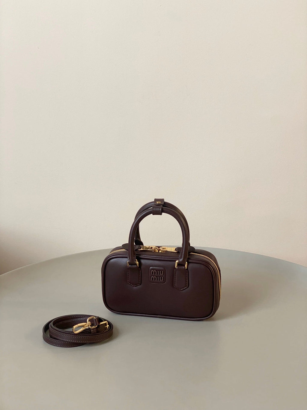 ＭＩ ＭＵ ARCADIE LEATHER MINI-BAG BRIARWOOD