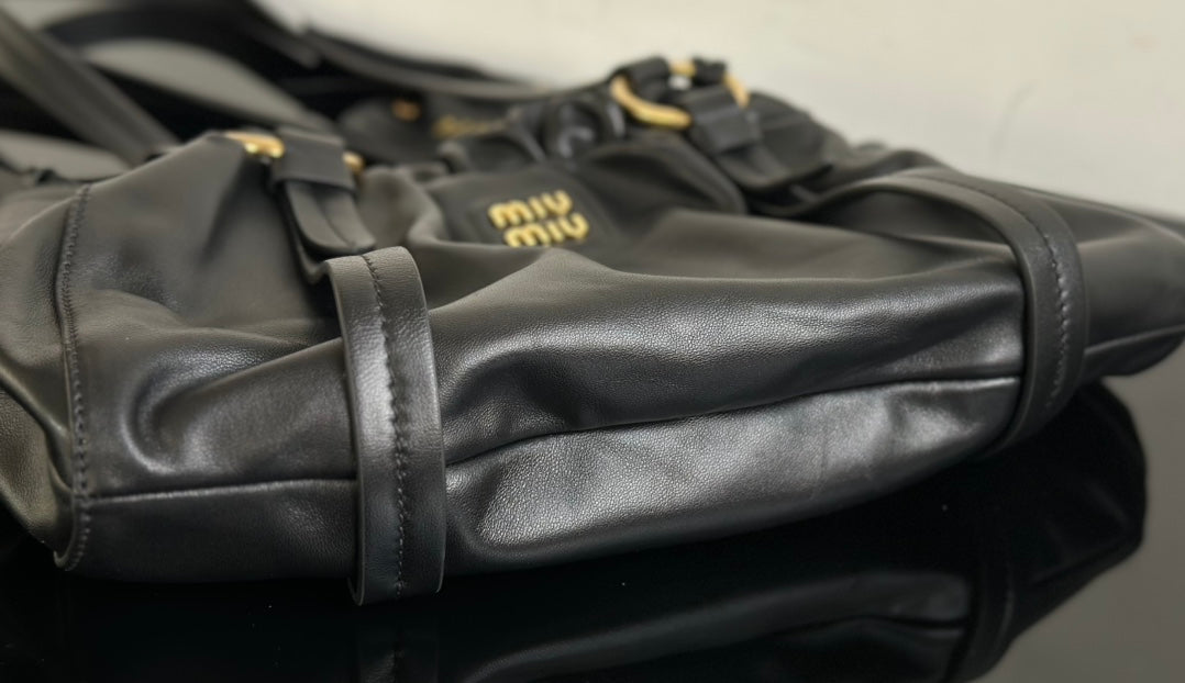 ＭＩ ＭＵ JOIE NAPPA LEATHER BAG BLACK