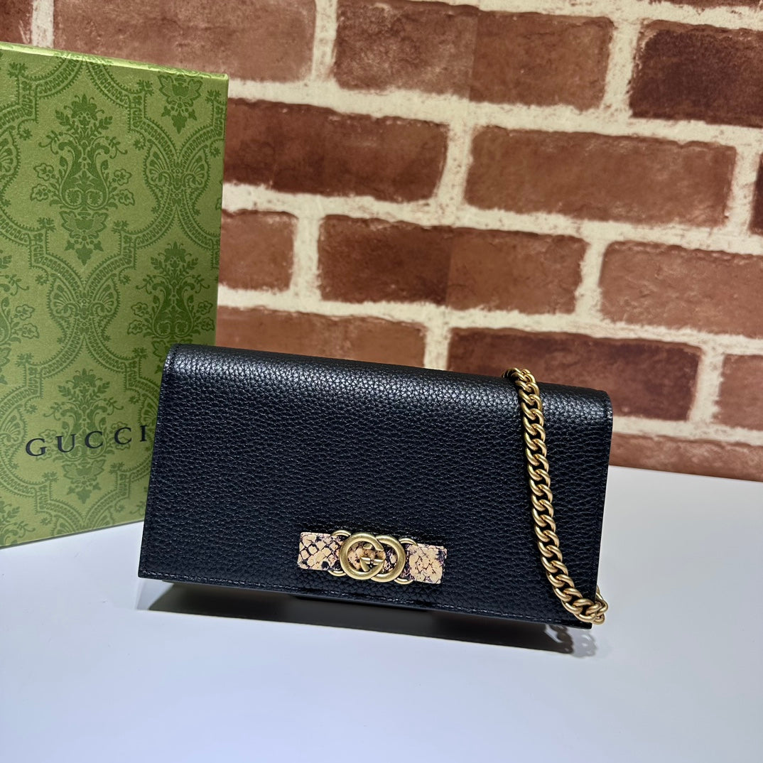 ＧＣＣＩMARMONT BLACK LEATHER WALLET ON CHAIN BLACK