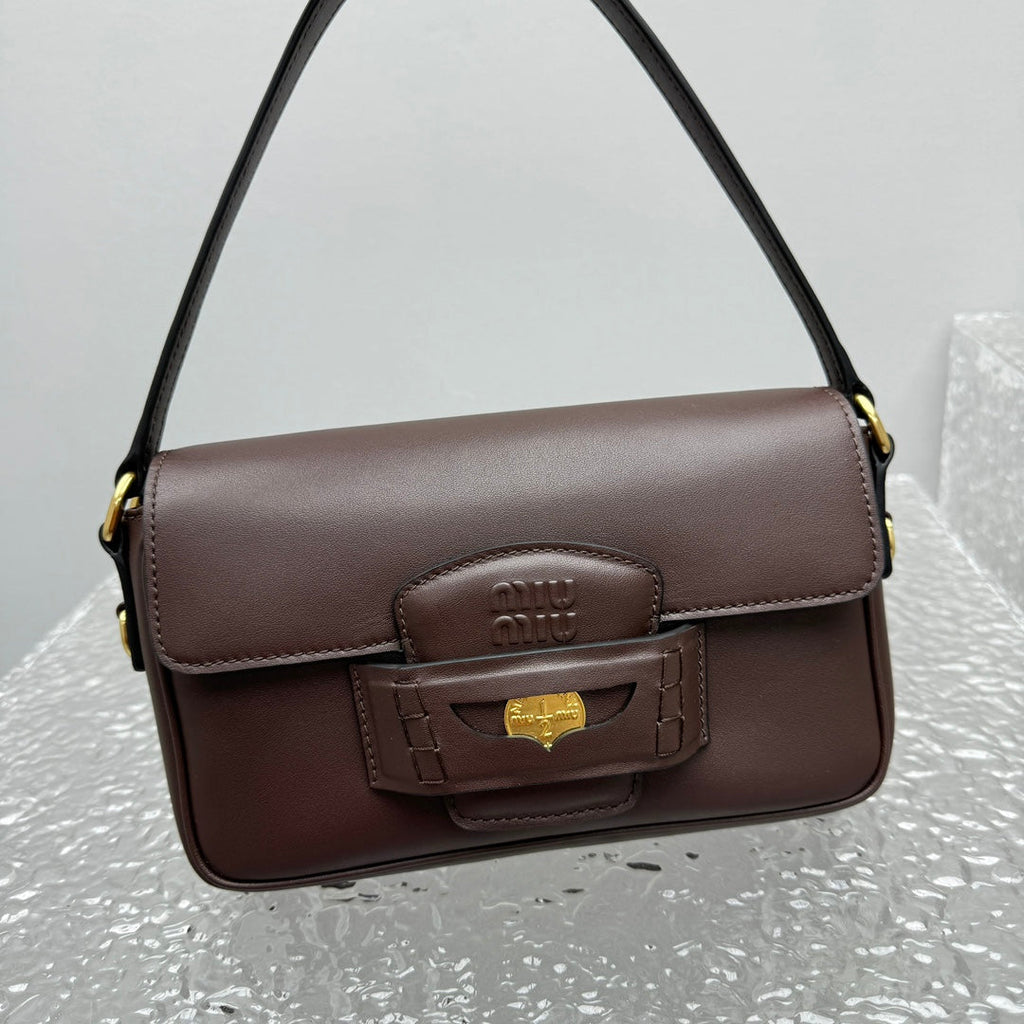 ＭＩ ＭＵ PENNY NAPPA LEATHER SHOULDER BAG BRIARWOOD