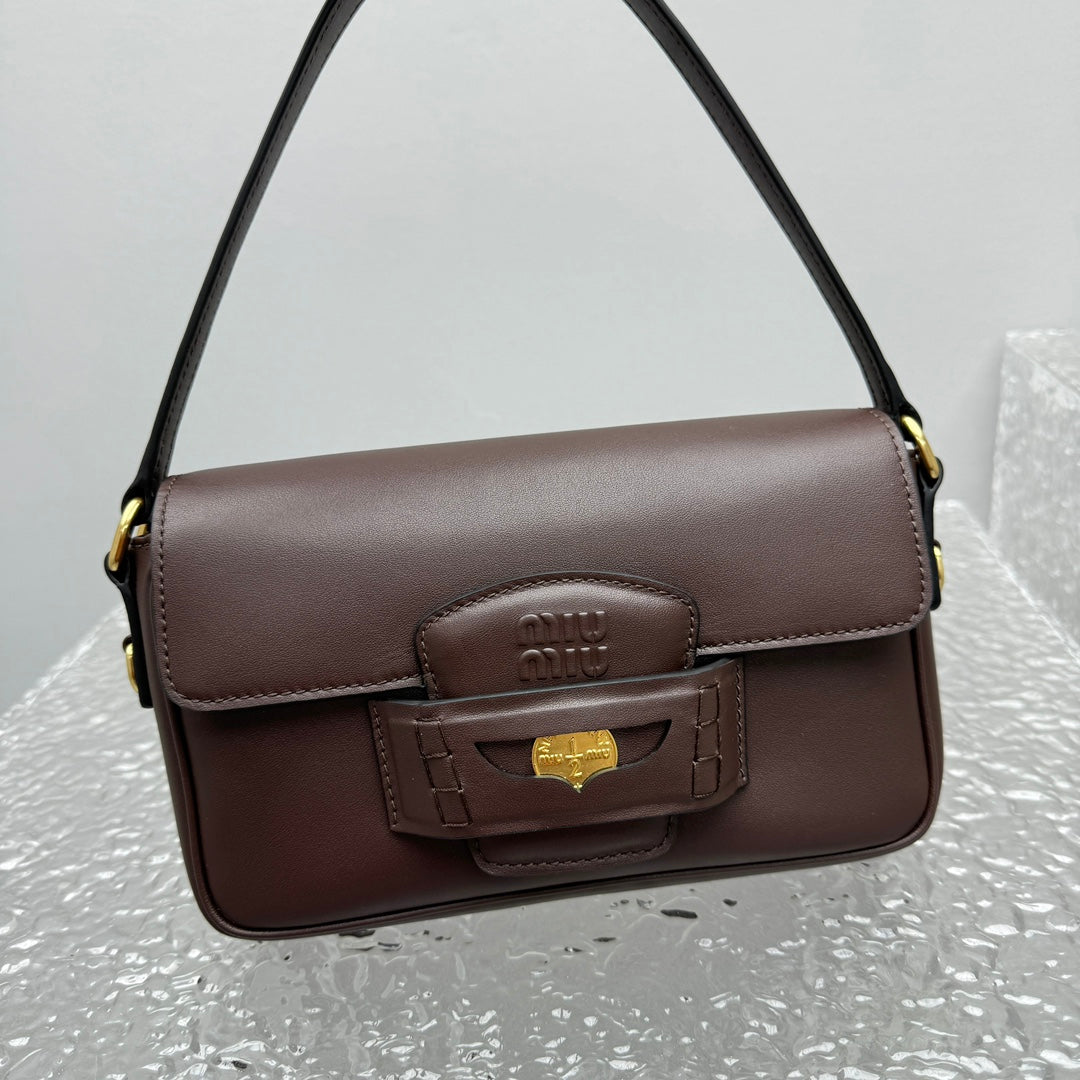 ＭＩ ＭＵ PENNY NAPPA LEATHER SHOULDER BAG BRIARWOOD
