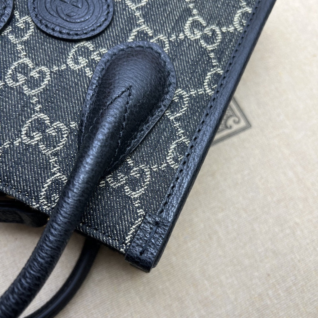ＧＣＣＩDENIM GG MONOGRAM TOTE BAG BLACK