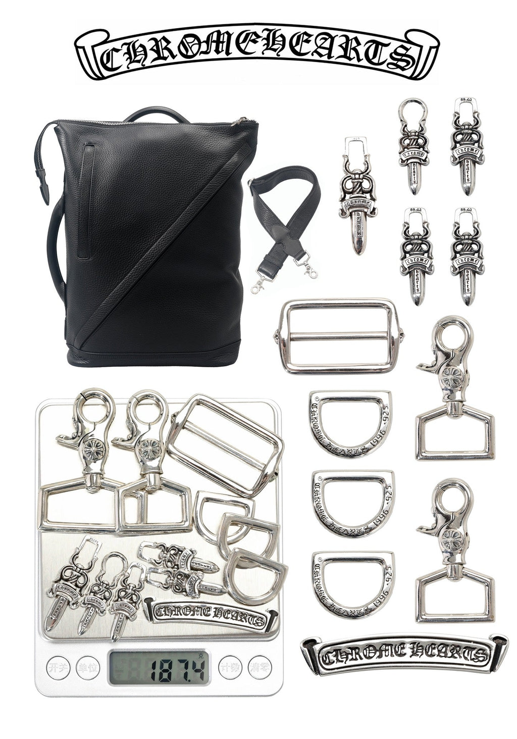 ＣＨＲＭ ＨＲＴＳ LEATHER DOUBLE SIDED SLING BACKPACK BLACK