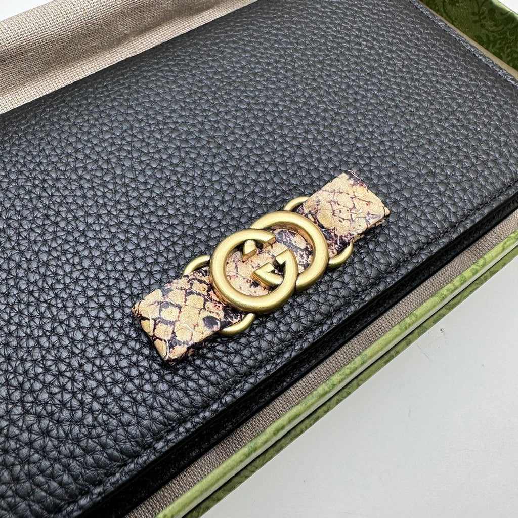 ＧＣＣＩMARMONT BLACK LEATHER WALLET ON CHAIN BLACK