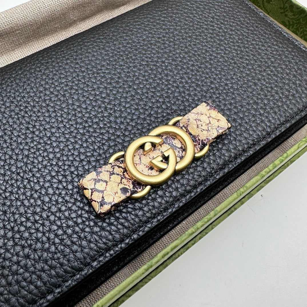 ＧＣＣＩMARMONT BLACK LEATHER WALLET ON CHAIN BLACK