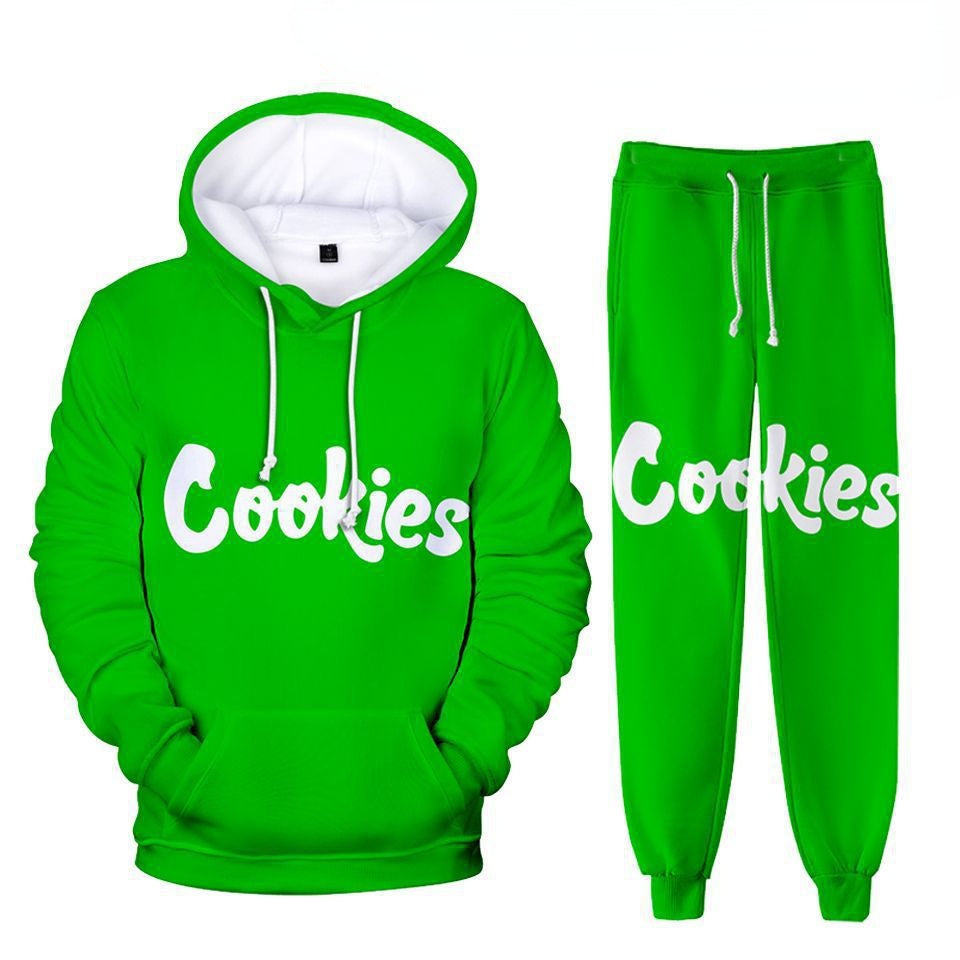 Cookies Hoodie Digital Color Printing Hooded Ankle Banded Pants Set