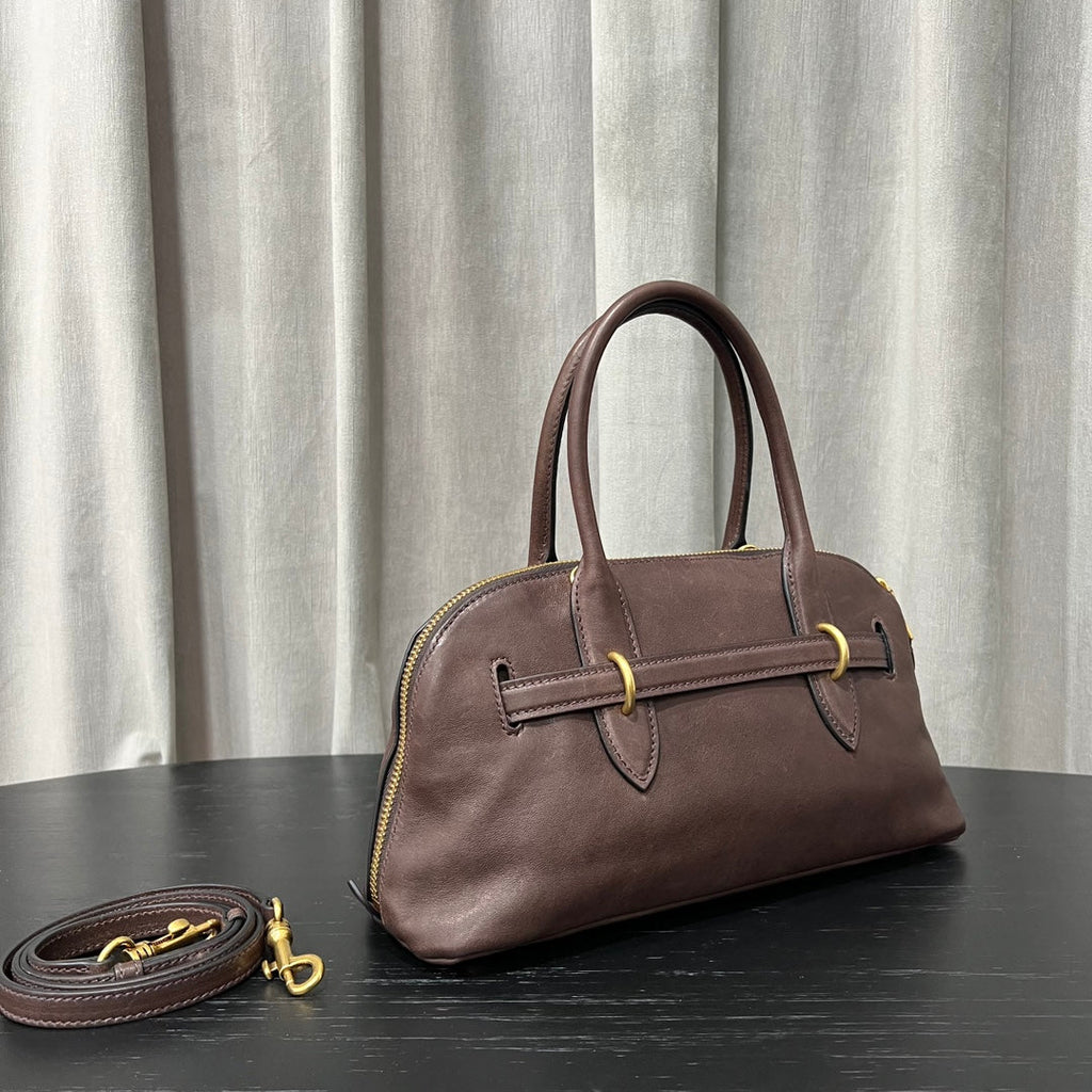 ＭＩ ＭＵ AVENTURE LEATHER TOTE BAG BROWN