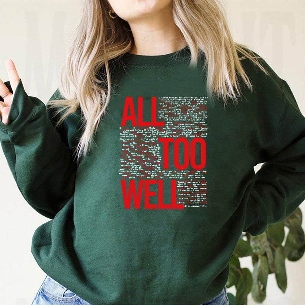 Vintage All Too Well Sweatshirt Eras Tour Mindnight Hoodie