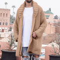 Baja Hoodie Mid-Length Cardigan Fur Lapel Long Sleeve Woolen