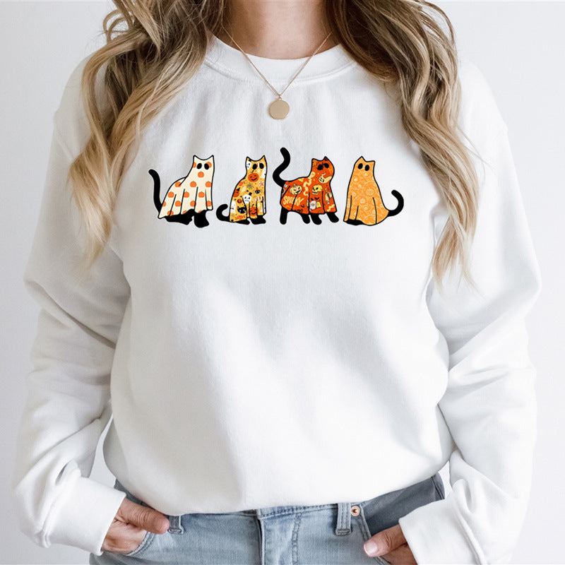 Cat Lover Halloween Hoodies Ghost Cats Sweatshirt