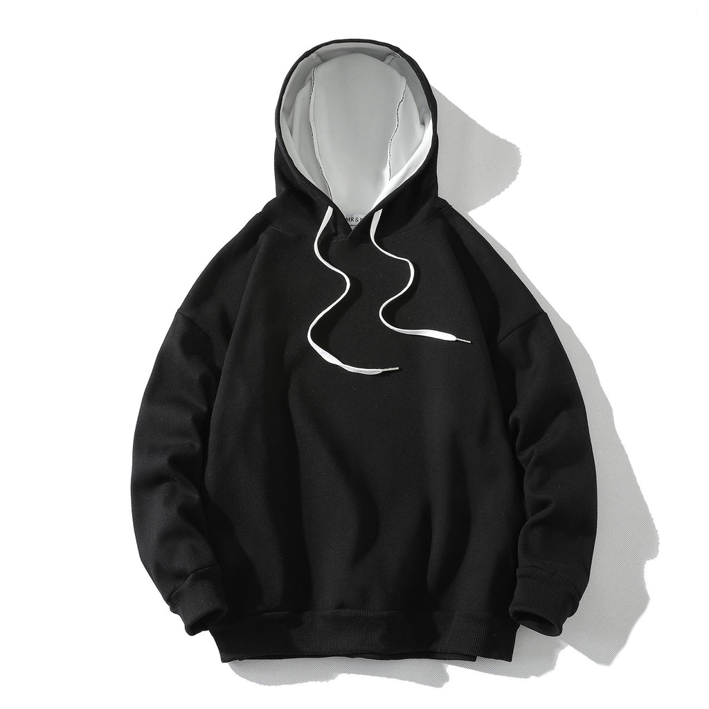 MEN'S Hoodie Solid Color with Fur Without Pockets