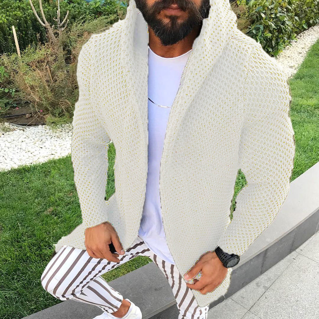 Baja Hoodie Slim-Fit Long-Sleeved Cardigan Hooded Knitted Sweater