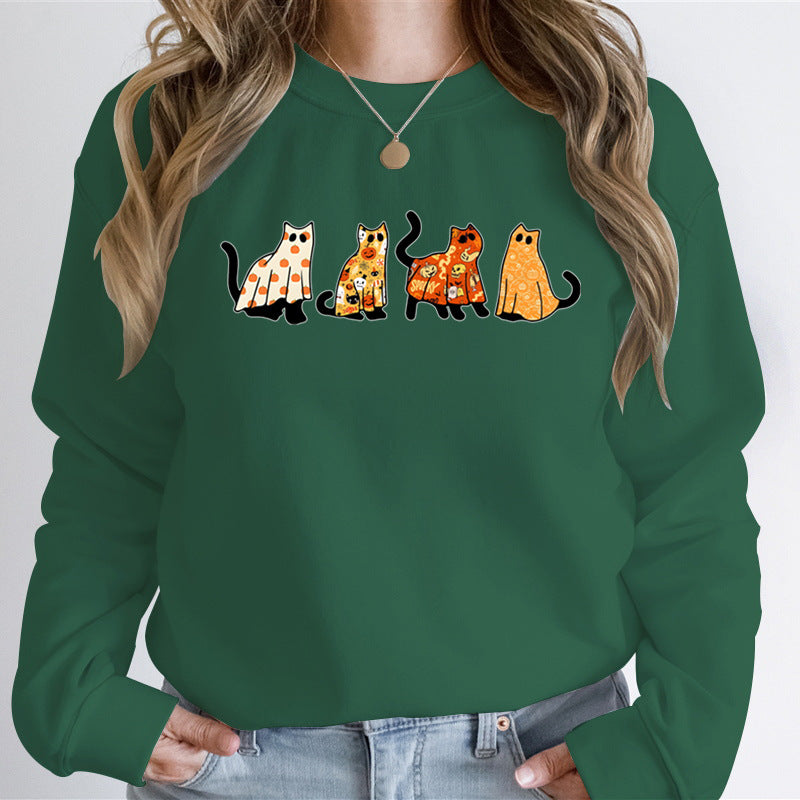 Cat Lover Halloween Hoodies Ghost Cats Sweatshirt