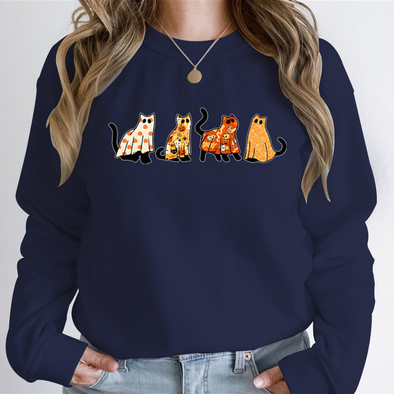 Cat Lover Halloween Hoodies Ghost Cats Sweatshirt