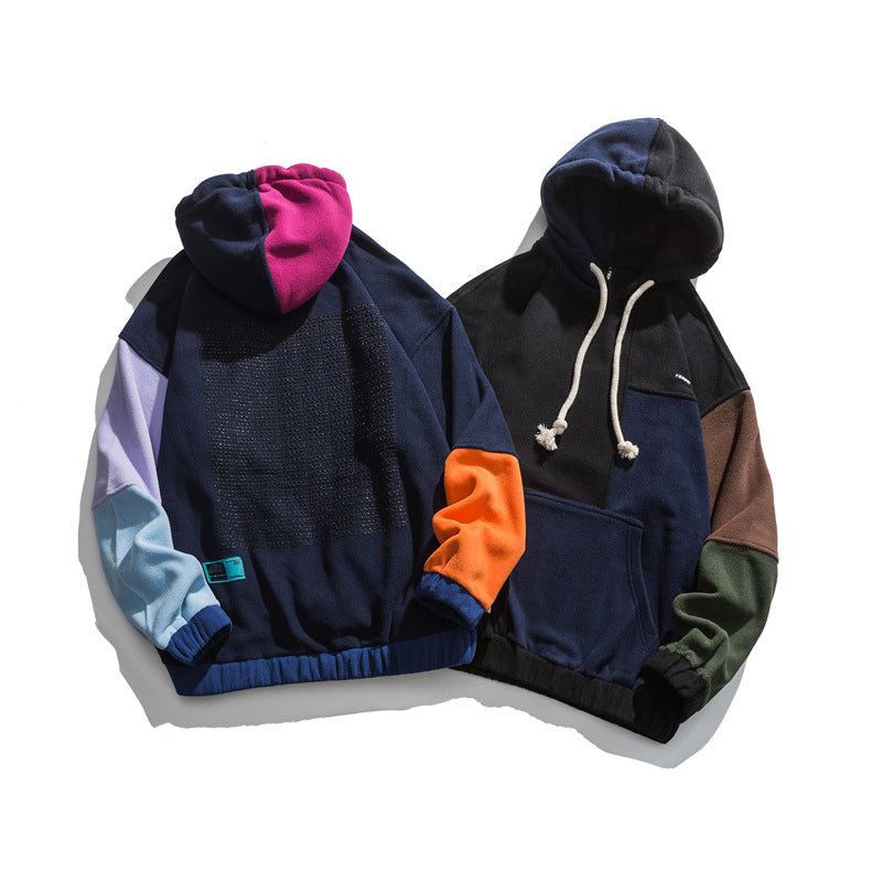 Men's Graphic Hoodies Men's Autumn Multi-Color Mosaic Hooded Loose Coat Men's