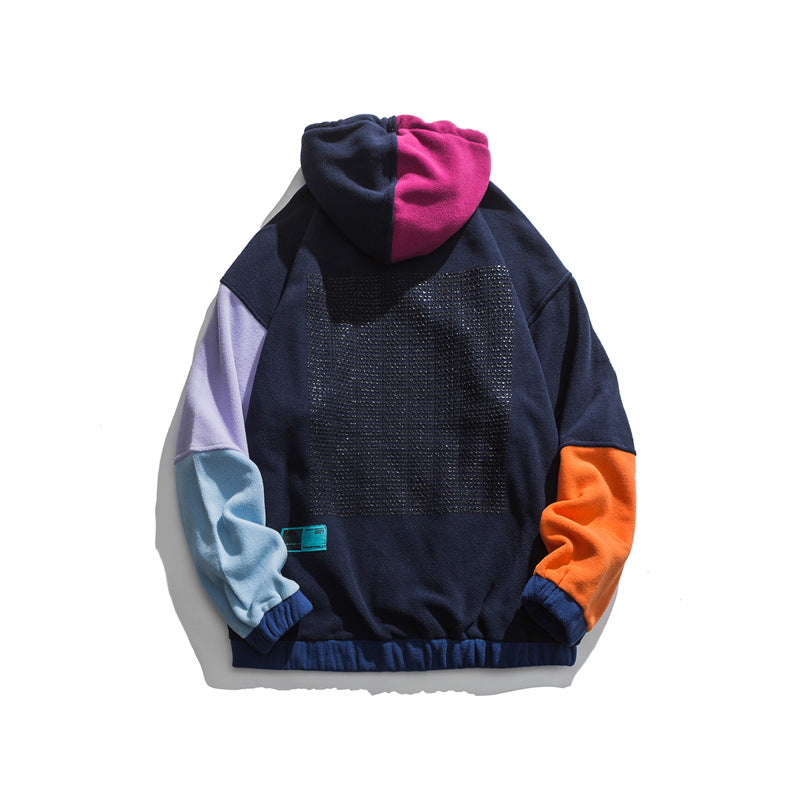 Men's Graphic Hoodies Men's Autumn Multi-Color Mosaic Hooded Loose Coat Men's