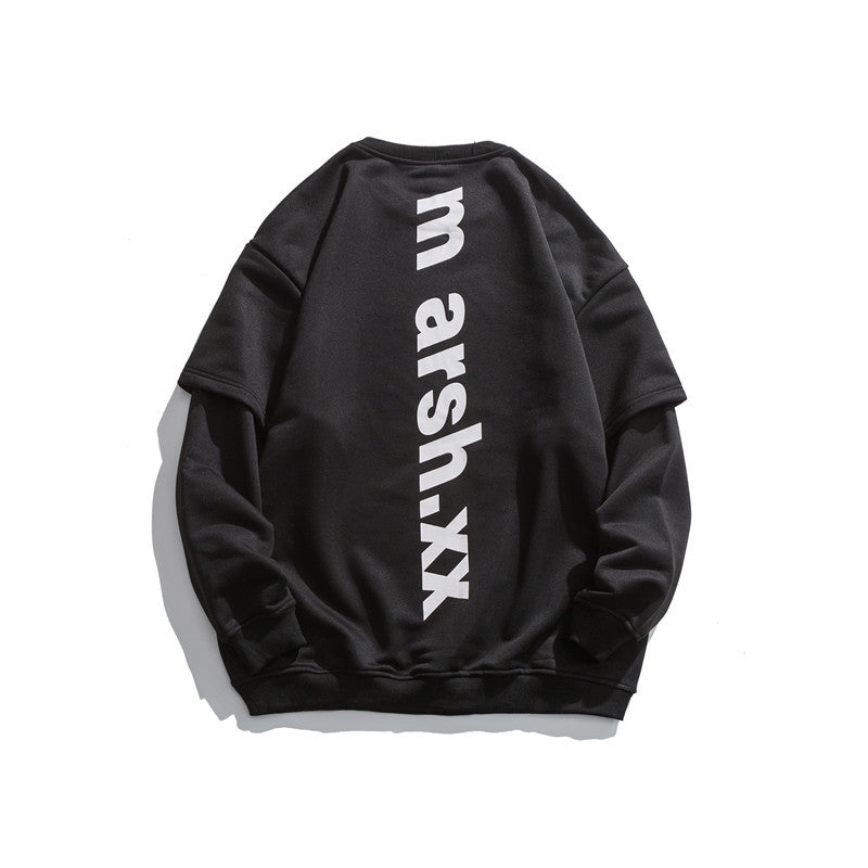 Crew Neck Sweatshirts for Men Men's Clothing Autumn Printed round Neck Short Sleeve Hoodie Male Student Pullover